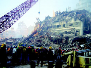 WTC buildings' steel constructions after crashed "WTC buildings' steel constructions after crashed"