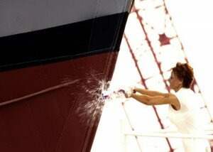 "tradition to break a bottle was not done in Titanic launching"